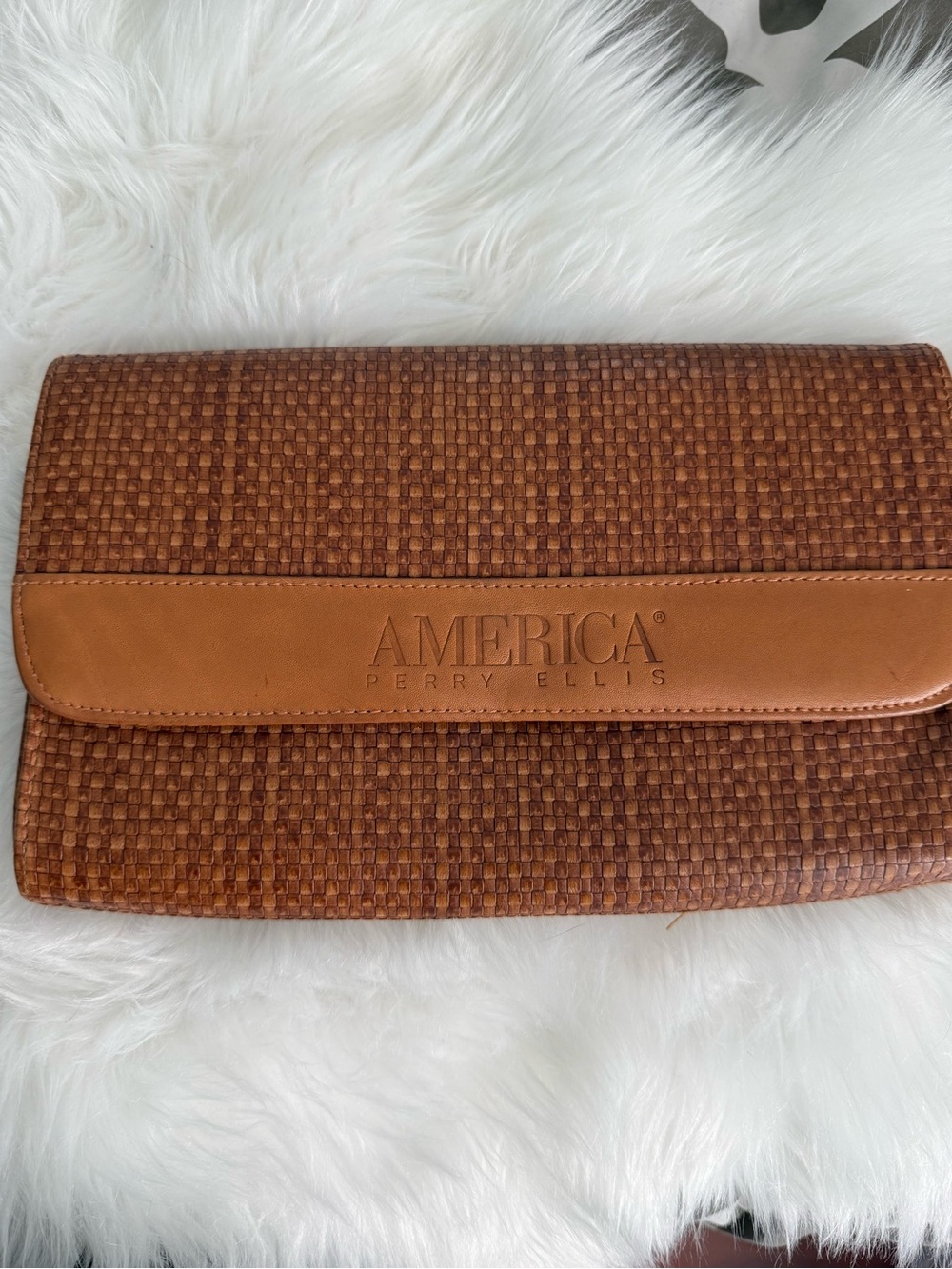 Woven Tan Clutch